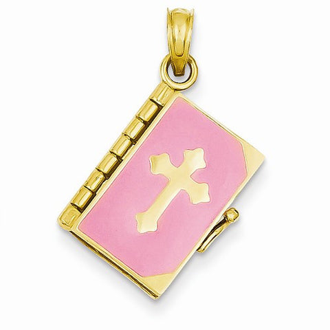 14k Gold Enameled Lord's Prayer Bible Pendant, Pendants for Necklace