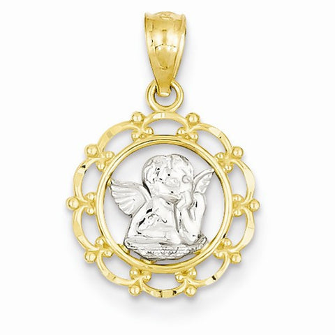 14k Gold w/Rhodium Framed Cherub Pendant, Pendants for Necklace