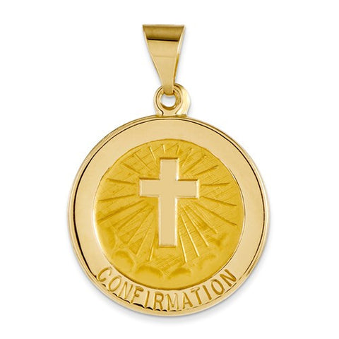 14k Gold Confirmation Medal Round Pendant, Pendants for Necklace