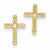 14k Yellow Gold Polished Textured Cross Earrings