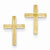 14k Yellow Gold Polished Satin Heart Cross Earrings