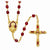 Gold-Tone Red Crystal & Enamel Rosary Necklace