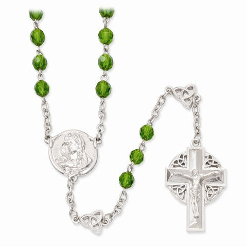 Silver-Tone Celtic Crucifix Rosary Necklace