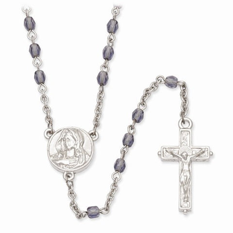 Silver-Tone Child'S Communion Style Crucifix Rosary Necklace
