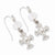 Silver-tone, clear crystal Cross dangle Earrings