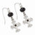 Silver-tone, black crystal Cross dangle Earrings