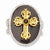 Silver-tone, black crystal Cross stretch Ring