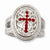 Silver-tone, red crystal Cross stretch Ring