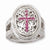 Silver-tone, pink crystal Cross stretch Ring