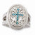 Silver-tone, light blue crystal Cross stretch Ring