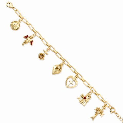 Gold-Tone Red Crystal Charm