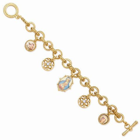 Gold-Tone Blue Crystal & Enamel Charm