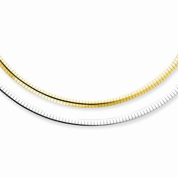 14K Yellow Gold Reversible White & Yellow Domed Omega Necklace
