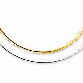 14K Two-Tone Reversible White & Yellow Domed Omega Necklace