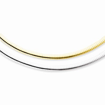 14K Two-Tone Reversible White & Yellow Domed Omega Necklace