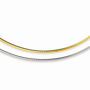 Sterling Silver & Gold-Plated Reversible Adjustable Ustable Omega, 16 inch x 2mm, w/2 inch extension