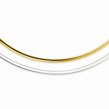 Sterling Silver & Reversible Adjustable Ustable Omega, 16 inch x 3mm, w/2 inch extension
