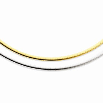 Sterling Silver & Gold-Plated Reversible Adjustable Ustable Omega, 16 inch x 4mm, w/2 inch extension