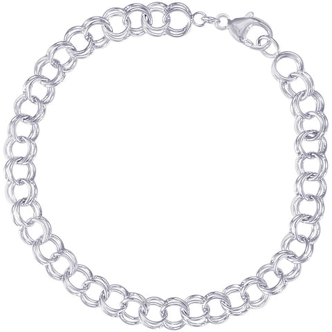 Double Spiral Charm Bracelet in White Gold, 8 inch