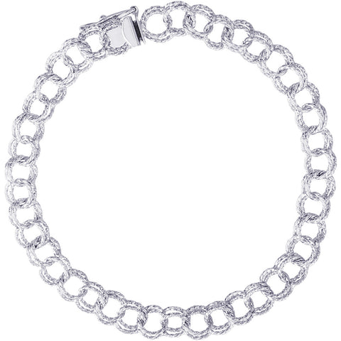 Double Spiral Charm Bracelet in White Gold, 8 inch