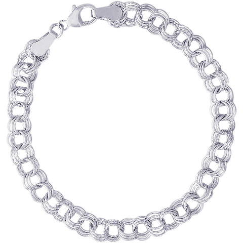 Double Spiral Charm Bracelet in White Gold, 8 inch