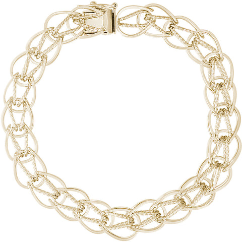 Fancy Charm Bracelet in Sterling Gold Plated, 8 inch