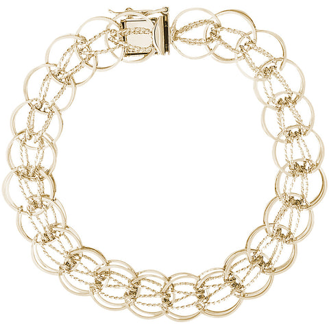 Fancy Charm Bracelet in Sterling Gold Plated, 8 inch