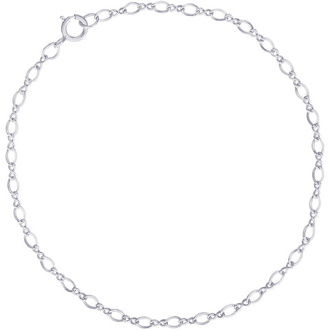 Figaro Heart Charm Bracelet in Sterling Silver, 8 inch