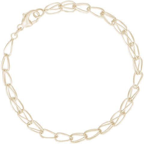 Fancy Charm Bracelet in Sterling Gold Plated, 8 inch