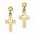 14k Yellow Gold Satin Diamond -Cut Cross Earrings