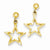 14k Yellow Gold Polished Diamond-Cut Star Dangle Post Earrings