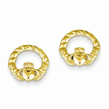 14k Yellow Gold Claddagh Post Earrings
