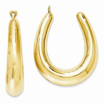 14k Yellow Gold Polished Hollow Hoop Earring Jackets