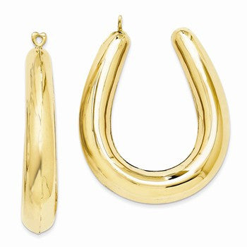 14k Yellow Gold Polished Hollow Hoop Earring Jackets