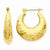 14k Yellow Gold Hammered Fancy Hollow Hoop Earrings