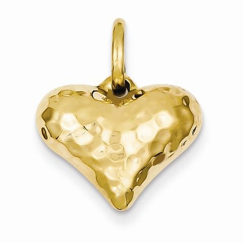 14k Gold Faceted Puffed Heart pendant, Stylish Pendants for Necklace