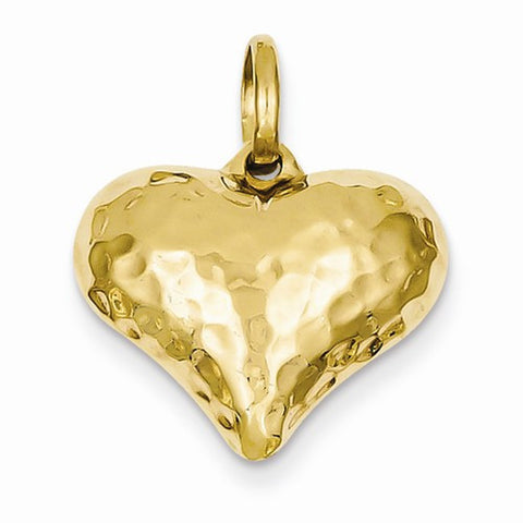 14k Gold Faceted Puffed Heart pendant, Classy Pendants for Necklace