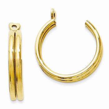 14k Yellow Gold Polished Double Hoop Earring Jackets