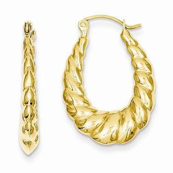 14k Yellow Gold Polished Twisted Hollow Hoop Earrings