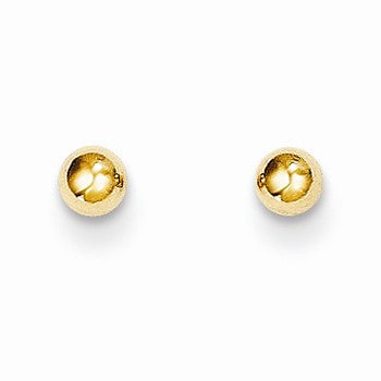 14k Yellow Gold Polished 3mm Ball Post Earrings