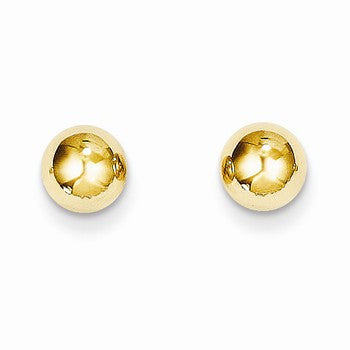 14k Yellow Gold Polished 6mm Ball Post Earrings