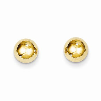 14k Yellow Gold Polished 7mm Ball Post Earrings