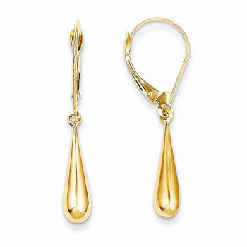 14k Yellow Gold Tear Drop Dangle Earrings