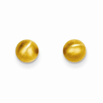 14k Yellow Gold Satin 6mm Ball Post Earrings