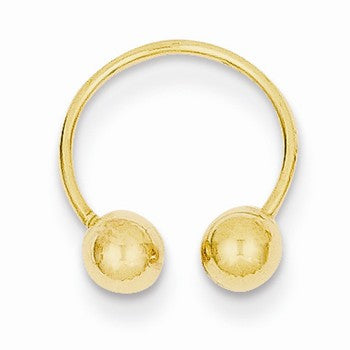 14k Yellow Gold Single Beaded Half Hoop Screwback Earring, Jewelry Earrings
