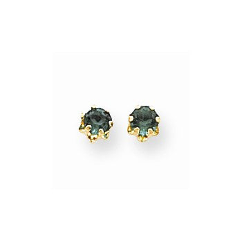 14k Yellow Gold 4mm Synthetic Emerald (May) Screwback Earrings