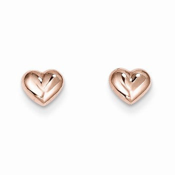 14k Yellow Gold Rose Gold Heart Post Earrings