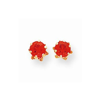 14k Yellow Gold 5mm Synthetic Ruby (Jul) Earrings