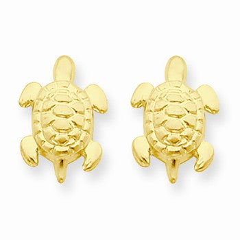14k Yellow Gold Turtle Post Earrings