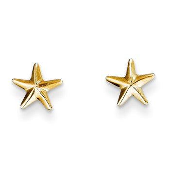 14k Yellow Gold Star Post Earrings